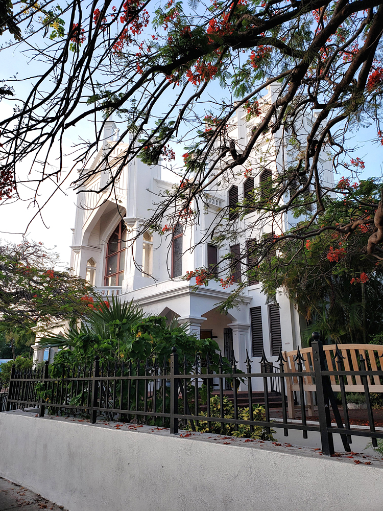 the white exterior of a historical church in Key West