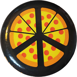 Pizza cut in the shape of a peace sign