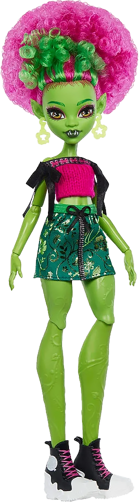 Monster High character Venus McFlytrap with her hair in an afro puff