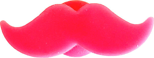 a pink, rubber, mustache-shaped drink marker