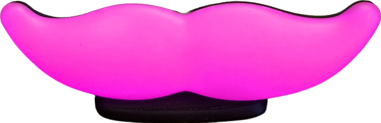 a pink mustache-shaped novelty light