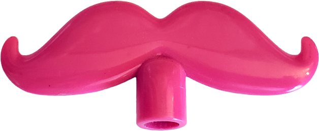 a pink, plastic, mustache-shaped pencil topper