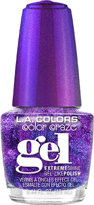 a bottle of intensely glittery dark purple nail polish with a blue sheen