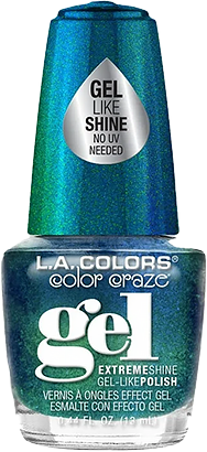 a bottle of intensely glittery teal nail polish