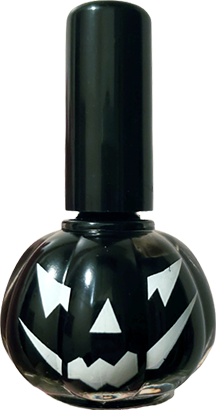 a jack-o-lantern-shaped bottle of black nail polish