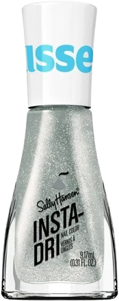 a bottle of glittering silver nail polish