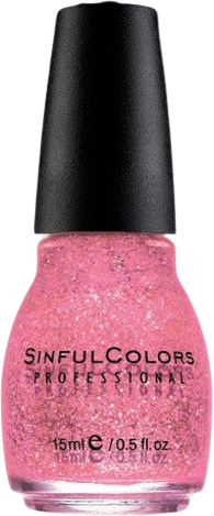 a bottle of somewhat sheer, pink-tinted, fine pink glitter nail polish