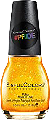 a bottle of brilliant yellow glitter nail polish