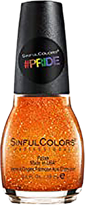 a bottle of brilliant orange glitter nail polish