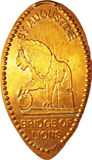 a smashed penny from St. Augustine, Florida, featuring the Bridge of Lions