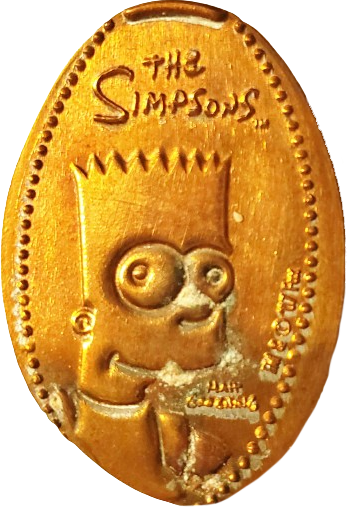 a smashed penny featuring Bart Simpson