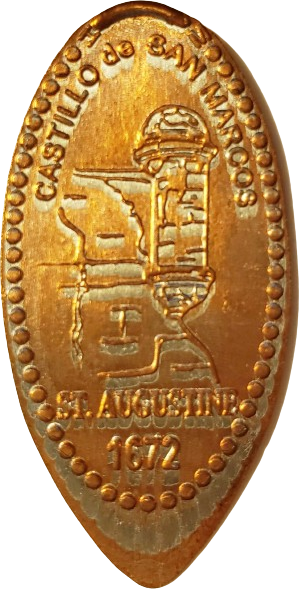 a smashed penny from St. Augustine, Florida, featuring the Castillo de San Marcos