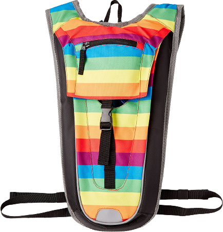 a rainbow canvas 'hydration' backpack
