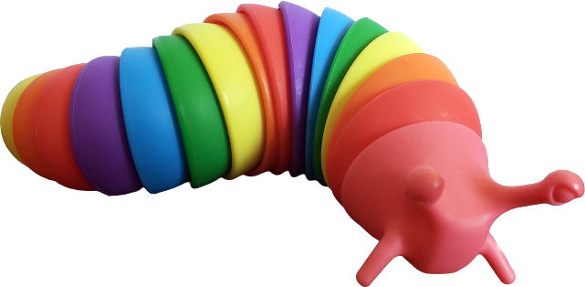 a rainbow slug fidget toy