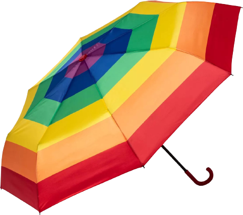 a large rainbow hand umbrella
