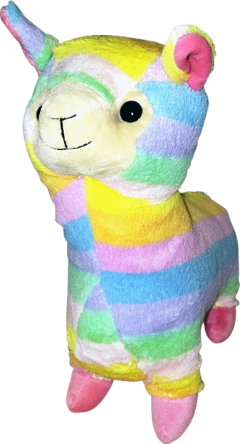 a pastel rainbow llama plush