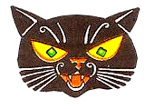 a vintage sticker of a black cat