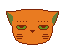 A pumpkin-themed pixel cat head