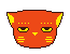 A Reese's-themed pixel cat head
