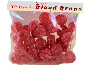 spiced 'blood drops' gummy candy