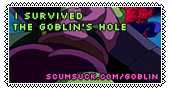 an oversized stamp declaring that I survived the Goblin Hole!
