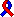 a folded-over ribbon in half red, half blue