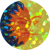 sparkly stylized sun and moon