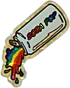 holographic rainbow spilling soda sticker