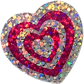 sparkly heart in red and silver