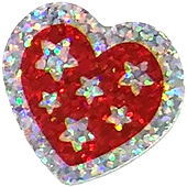 sparkly heart in red and silver