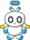 a white pixel art chao, with fancy wings and a halo