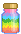 a tiny pixel art jar filled with a rainbow of sand art