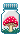 a tiny jar containing a mushroom