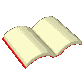 A small open book, with the pages turning.