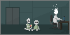In an alternate universe version of Undertale, Gaster sits at a computer in a dark room while young Sans and Papyrus play nearby