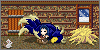 This appears to be an old-fashioned barn setting, in which a blue-haired human character and a large blue birdlike creature are resting