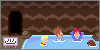 Characters from Mother 3 vibing in a hot spring in a cave-like room