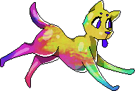 a brightly-colored dog