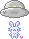 a bunny being abducted by aliens