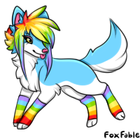 a sky and rainbow-themed sparkledog