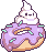 a purple donut with a frosting ghost