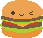 a happy winking burger