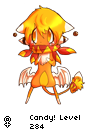 A candy corn cat creature